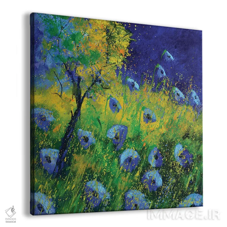 تابلو انتزاعی شقایق های آبی ۶۷۲۰۲۱ اثر پل لدنت - نمای پرسپکتیو محصول