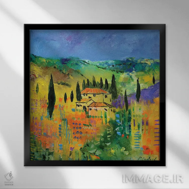 تابلو انتزاعی خاطره توسکانی ۴۴۲۰۲۱ اثر پل لدنت - نمای قابدار مشکی