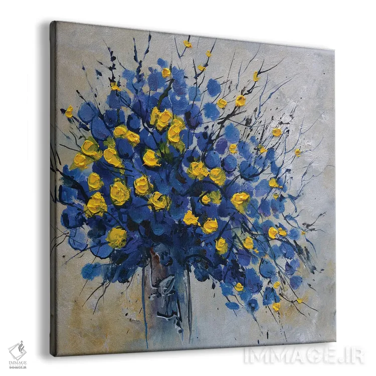 تابلو انتزاعی طبیعت بی جان زرد و آبی اثر پل لدنت - نمای پرسپکتیو محصول