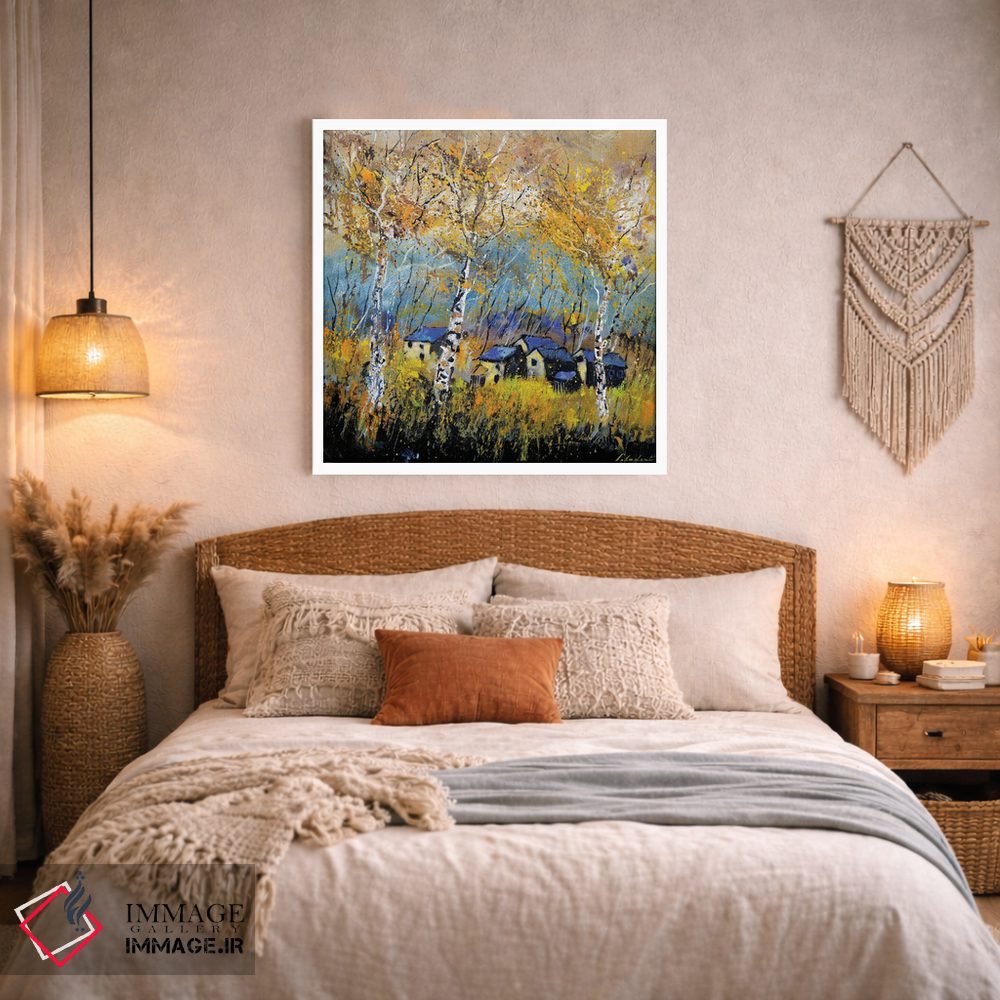 تابلو دکوراتیو درختان صنوبر در پاییز اثر پل لدنت - D2W