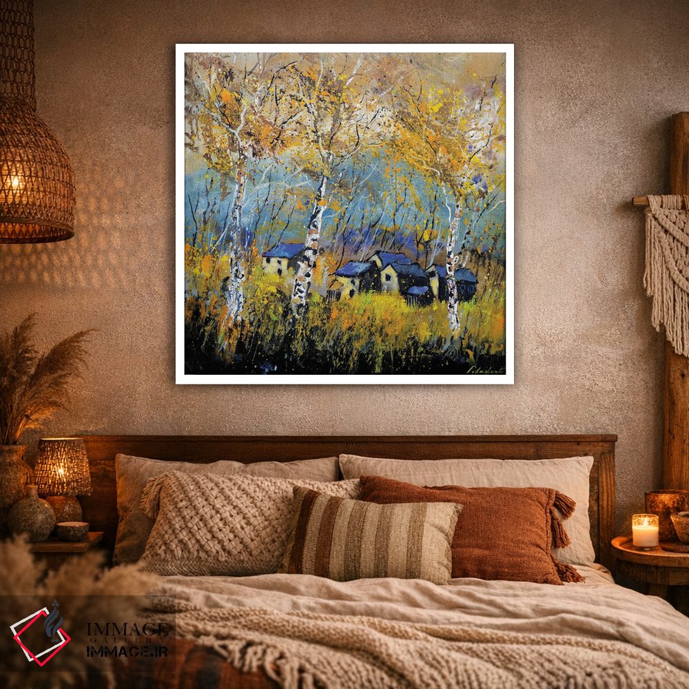 تابلو دکوراتیو درختان صنوبر در پاییز اثر پل لدنت - D1W