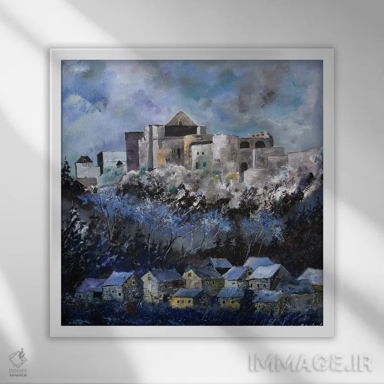 تابلو انتزاعی قلعه قرون وسطایی در بویون اثر پل لدنت - نمای قابدار سفید