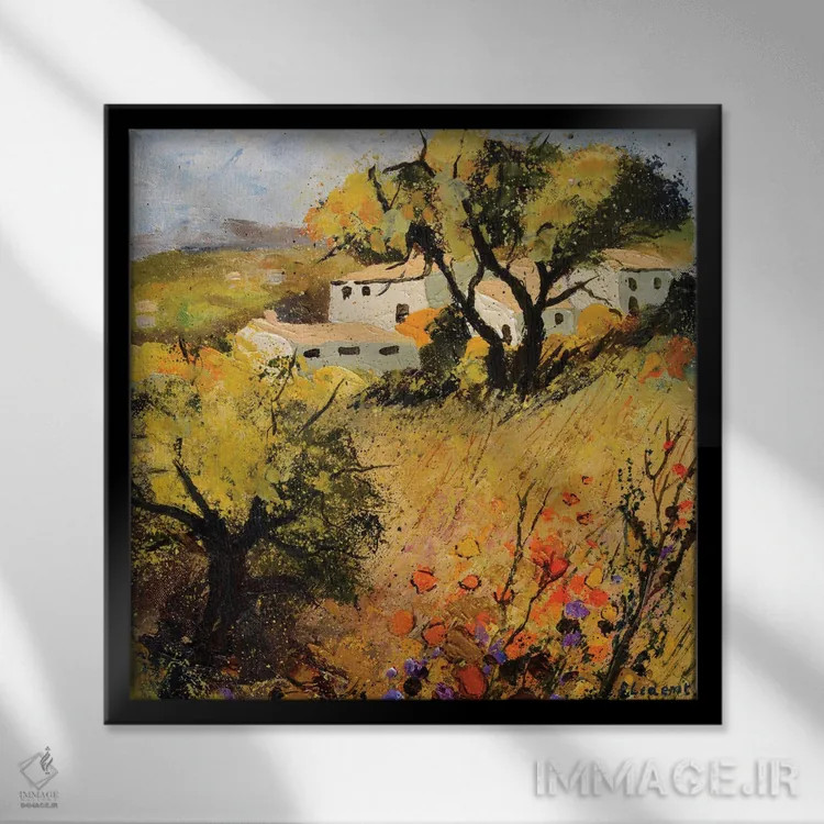 تابلو دکوراتیو پروانس ۲ اثر پل لدنت - نمای قابدار مشکی