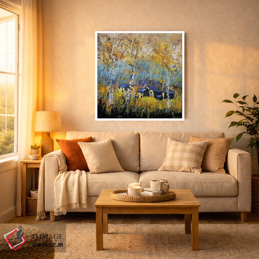 تابلو دکوراتیو درختان صنوبر در پاییز اثر پل لدنت - D3W
