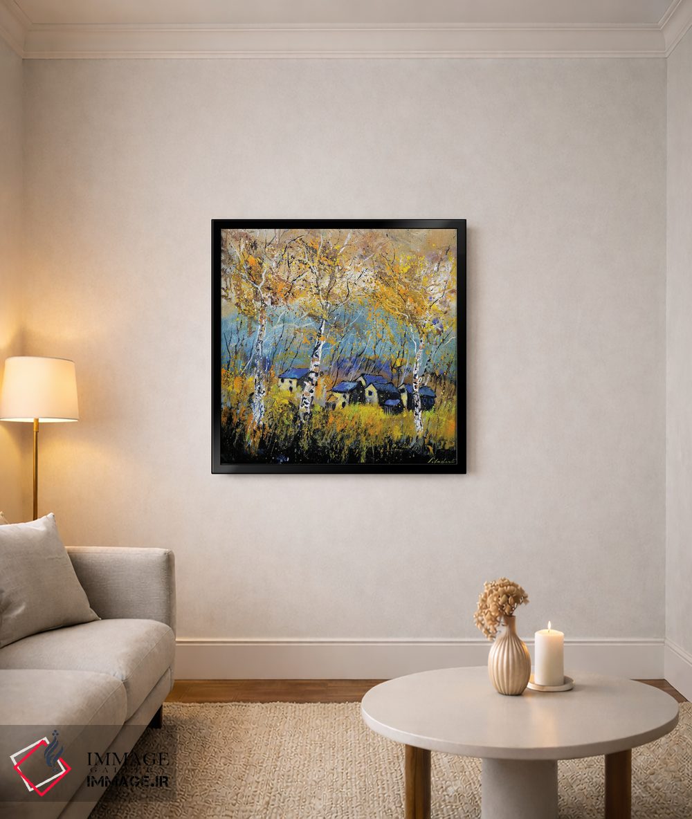 تابلو دکوراتیو درختان صنوبر در پاییز اثر پل لدنت - D5B