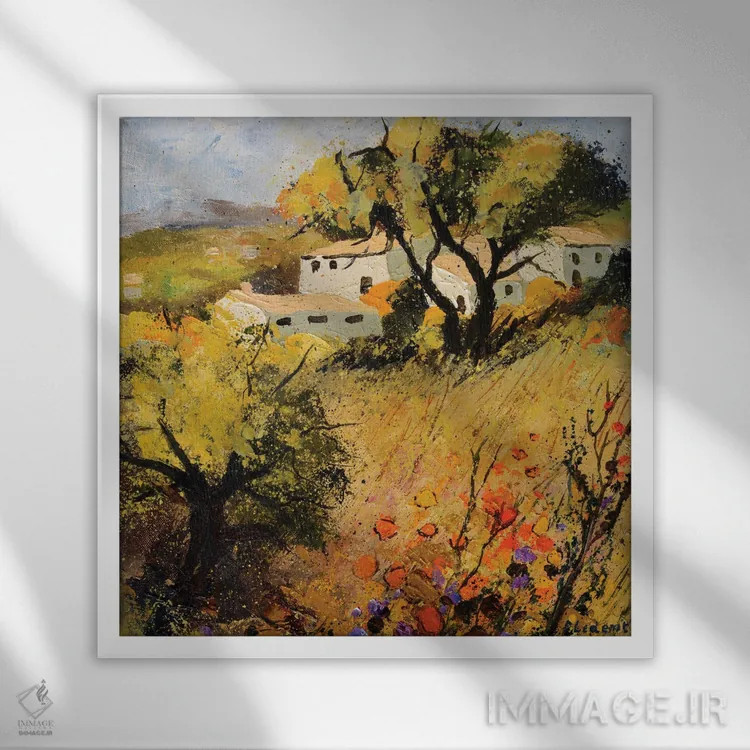 تابلو دکوراتیو پروانس ۲ اثر پل لدنت - نمای قابدار سفید