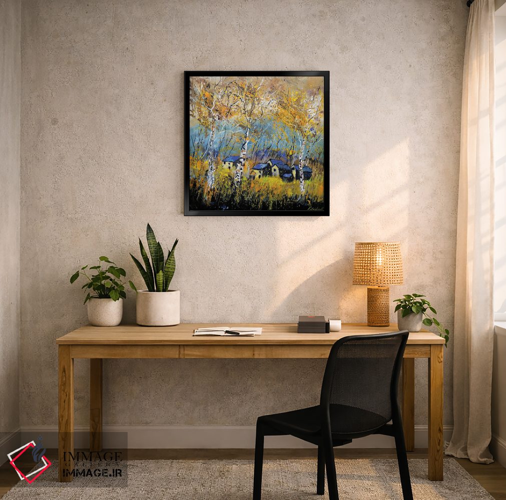 تابلو دکوراتیو درختان صنوبر در پاییز اثر پل لدنت - D6B