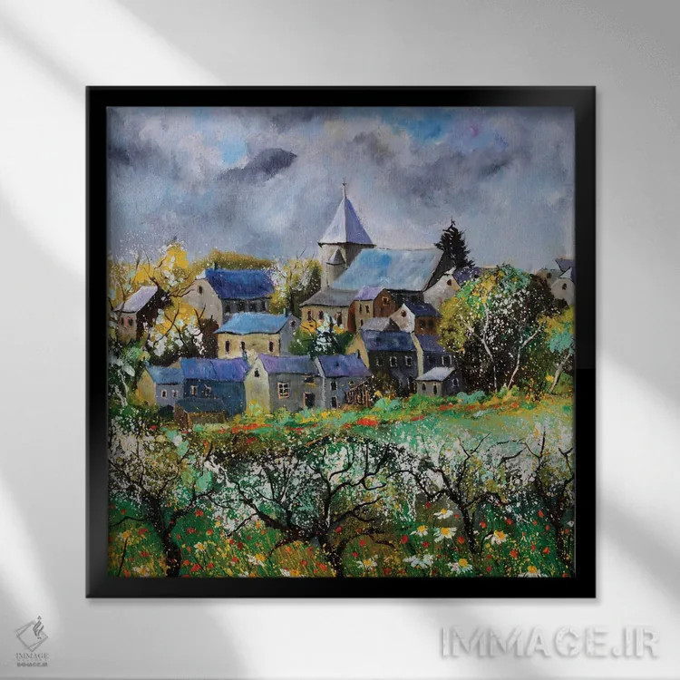 تابلو دکوراتیو آواگن در بهار اثر پل لدنت - نمای قابدار مشکی