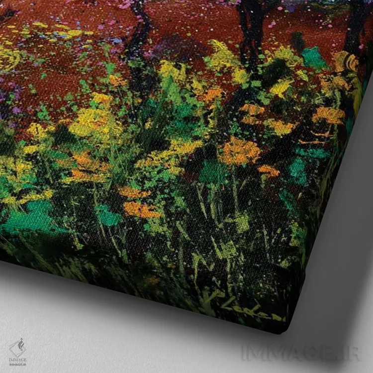 تابلو دکوراتیو بهار اثر پل لدنت - نمای نزدیک بافت بوم