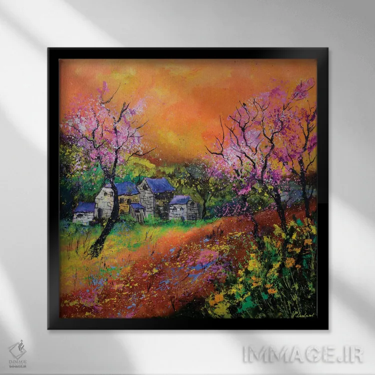 تابلو دکوراتیو بهار اثر پل لدنت - نمای قابدار مشکی