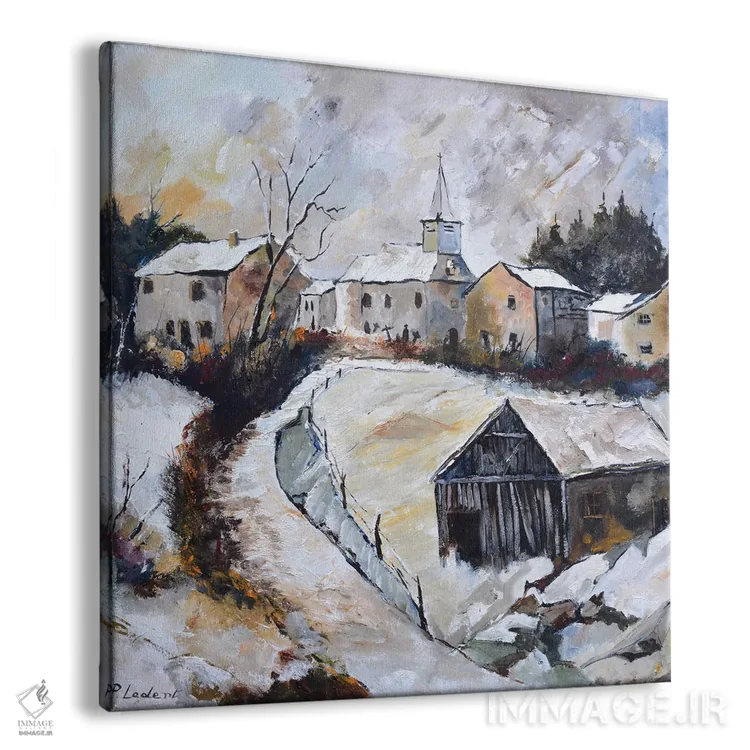 تابلو دکوراتیو روستا در زمستان اثر پل لدنت - نمای پرسپکتیو محصول