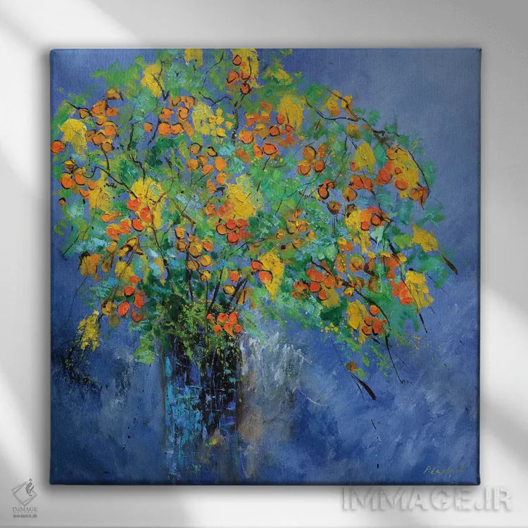 تابلو انتزاعی طبیعت بی جان زنده و شفاف اثر پل لدنت - نمای روبهرو روی دیوار