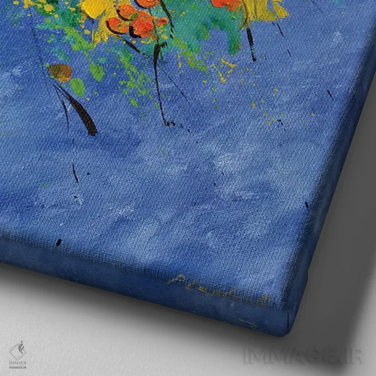 تابلو انتزاعی طبیعت بی جان زنده و شفاف اثر پل لدنت - نمای نزدیک بافت بوم