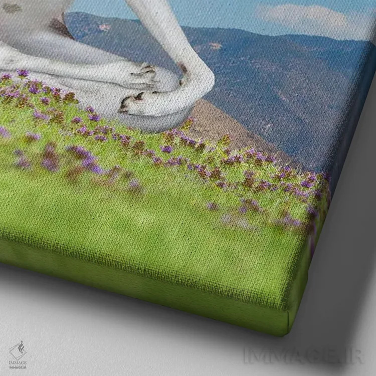 تابلو دکوراتیو توله سگ آرام اثر لوند روزر - نمای نزدیک بافت بوم