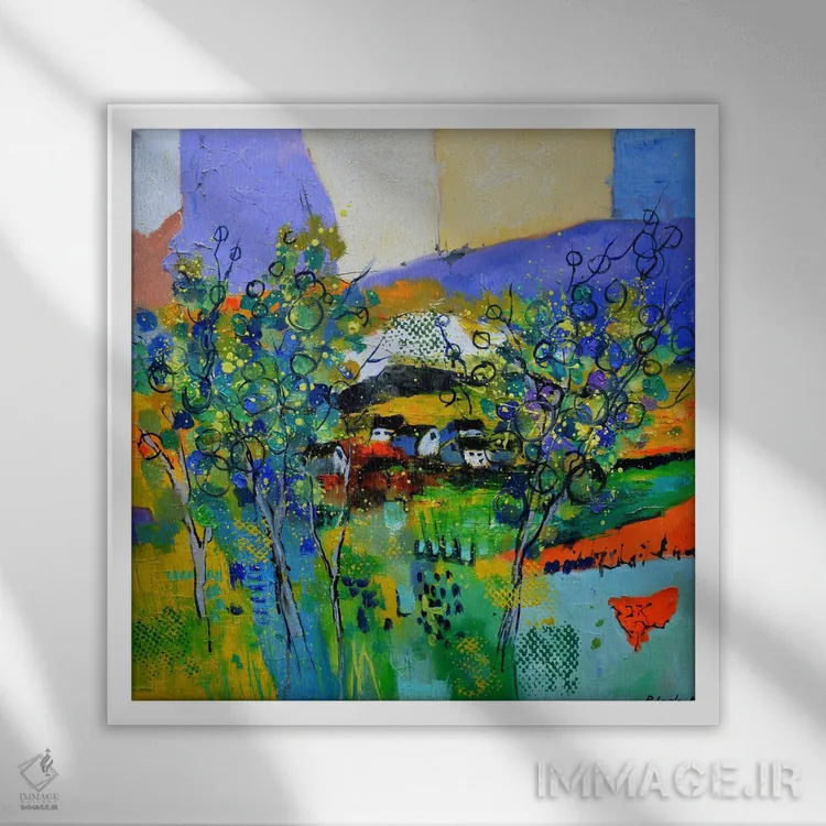 تابلو انتزاعی منظره خیالی اثر پل لدنت - نمای قابدار سفید