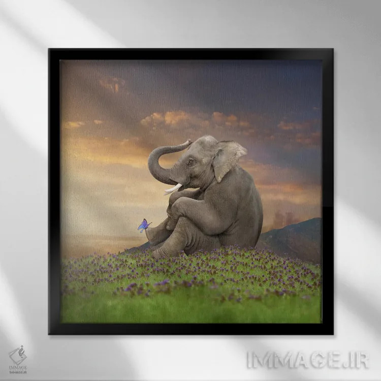 تابلو دکوراتیو پستاندار آرام اثر لوند روزر - نمای قابدار مشکی