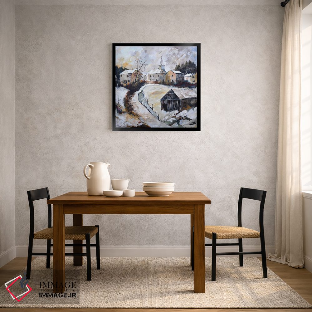 تابلو دکوراتیو روستا در زمستان اثر پل لدنت - D3B