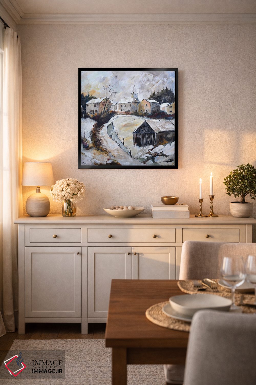 تابلو دکوراتیو روستا در زمستان اثر پل لدنت - D6B