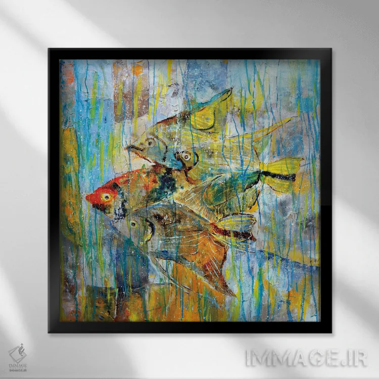 تابلو دکوراتیو ماهی فرشته ای اثر پل لدنت - نمای قابدار مشکی