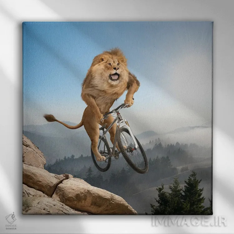 تابلو دکوراتیو شیر کوهستان اثر لوند روزر - نمای روبهرو روی دیوار