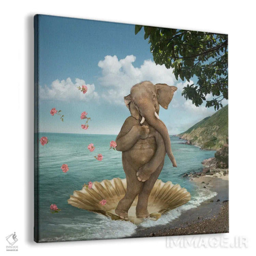 تابلو دکوراتیو پاپوشی تولد ونوس با فیل اثر لوند روزر - نمای پرسپکتیو محصول