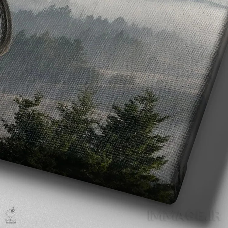 تابلو دکوراتیو شیر کوهستان اثر لوند روزر - نمای نزدیک بافت بوم