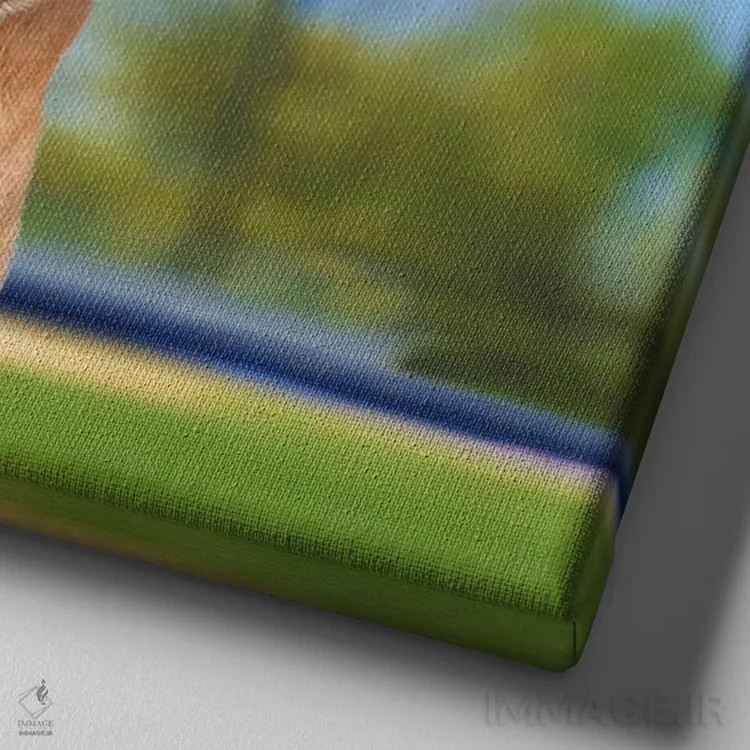 تابلو دکوراتیو سگ توپ دوست یا توپ باز اثر لوند روزر - نمای نزدیک بافت بوم