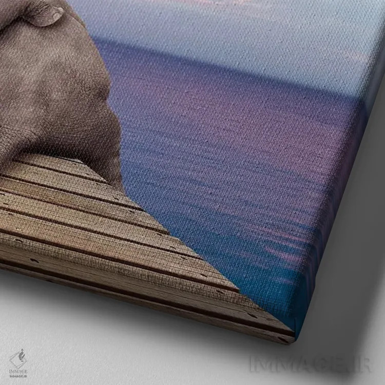 تابلو دکوراتیو اسکله پستاندار بزرگ اثر لوند روزر - نمای نزدیک بافت بوم