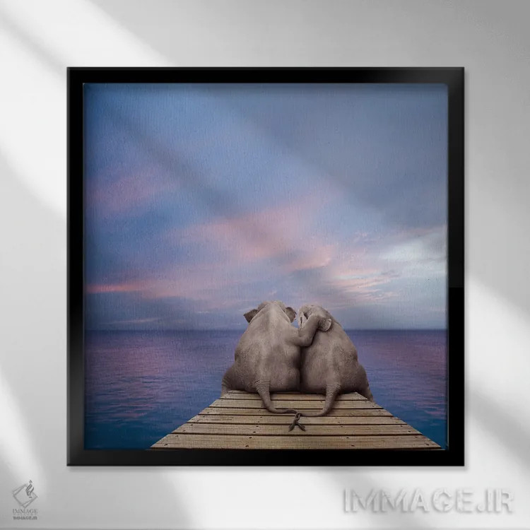 تابلو دکوراتیو اسکله پستاندار بزرگ اثر لوند روزر - نمای قابدار مشکی