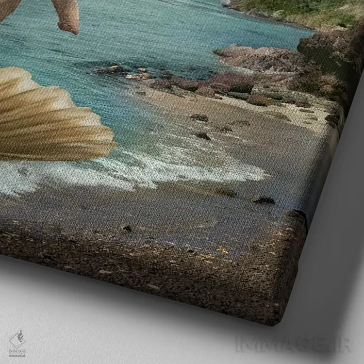 تابلو دکوراتیو پاپوشی تولد ونوس با فیل اثر لوند روزر - نمای نزدیک بافت بوم