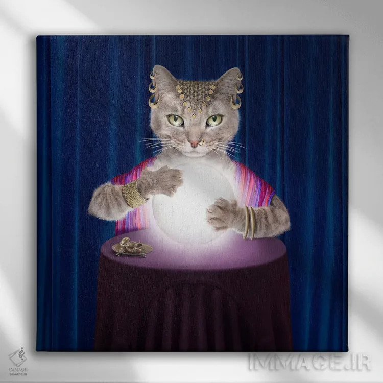 تابلو دکوراتیو گربه فال گیر اثر لوند روزر - نمای روبهرو روی دیوار