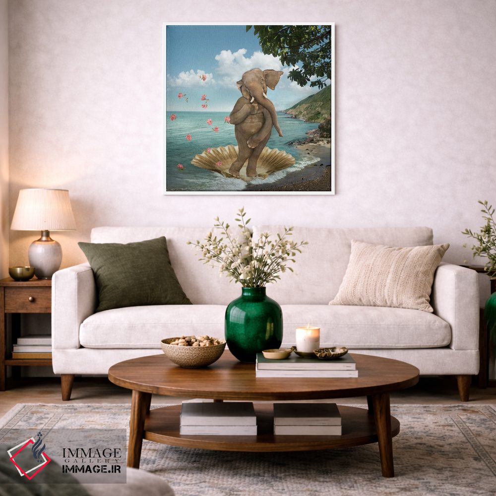 تابلو دکوراتیو پاپوشی تولد ونوس با فیل اثر لوند روزر - D2W