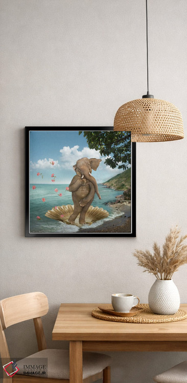 تابلو دکوراتیو پاپوشی تولد ونوس با فیل اثر لوند روزر - D4B
