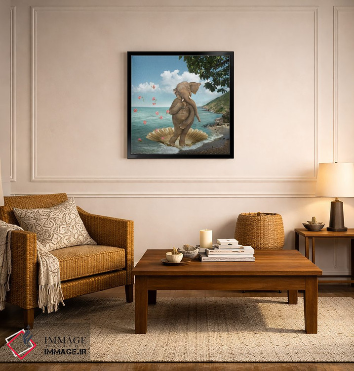 تابلو دکوراتیو پاپوشی تولد ونوس با فیل اثر لوند روزر - D5B