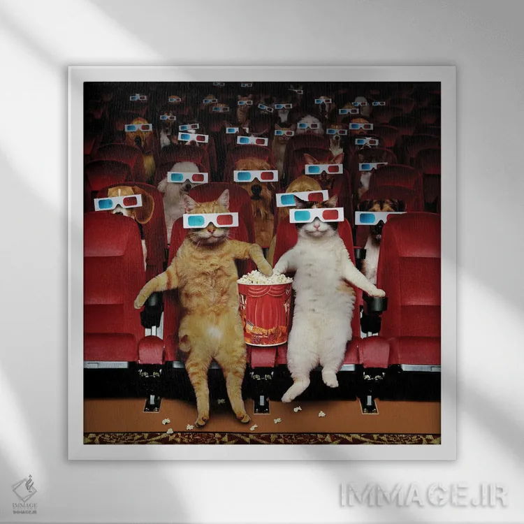 تابلو دکوراتیو نمایش حیوانات خانگی اثر لوند روزر - نمای قابدار سفید