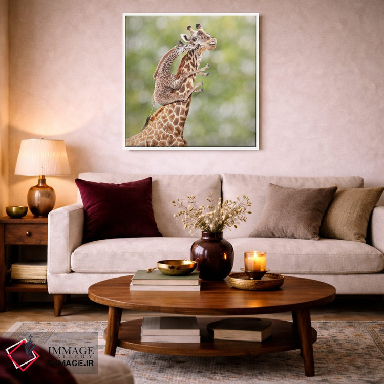 تابلو دکوراتیو مادر و بچه زرافه اثر لوند روزر - D2W