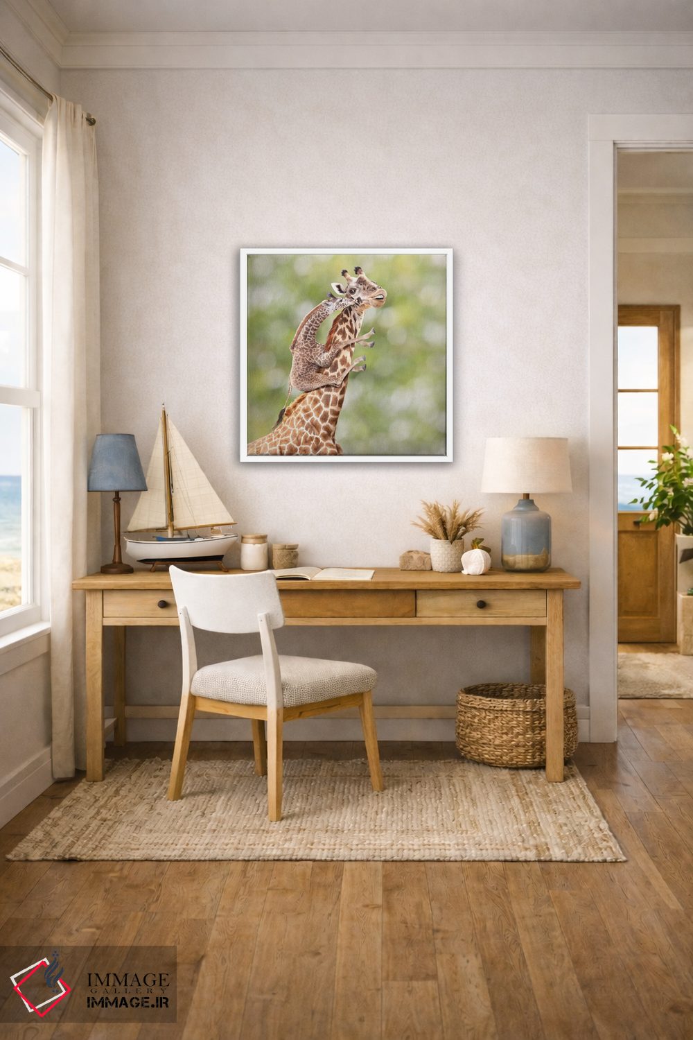 تابلو دکوراتیو مادر و بچه زرافه اثر لوند روزر - D3W