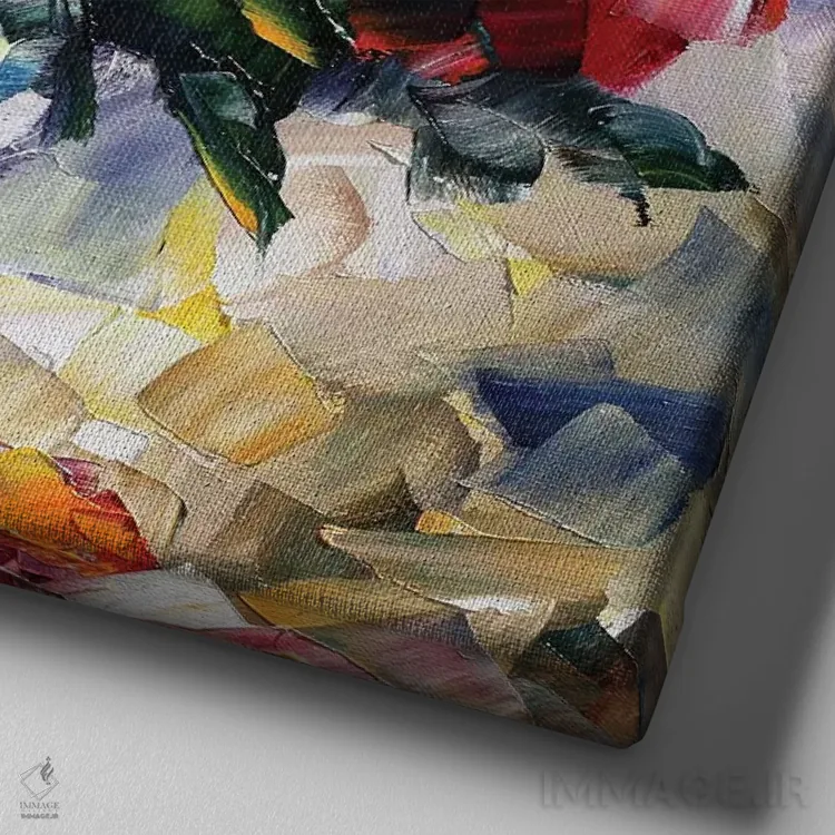 تابلو دکوراتیو گل های رز اثر لئونید آفرموف - نمای نزدیک بافت بوم