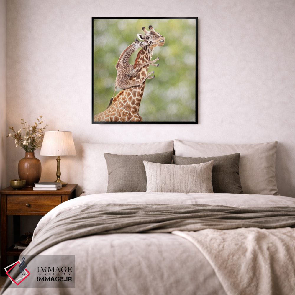تابلو دکوراتیو مادر و بچه زرافه اثر لوند روزر - D4B
