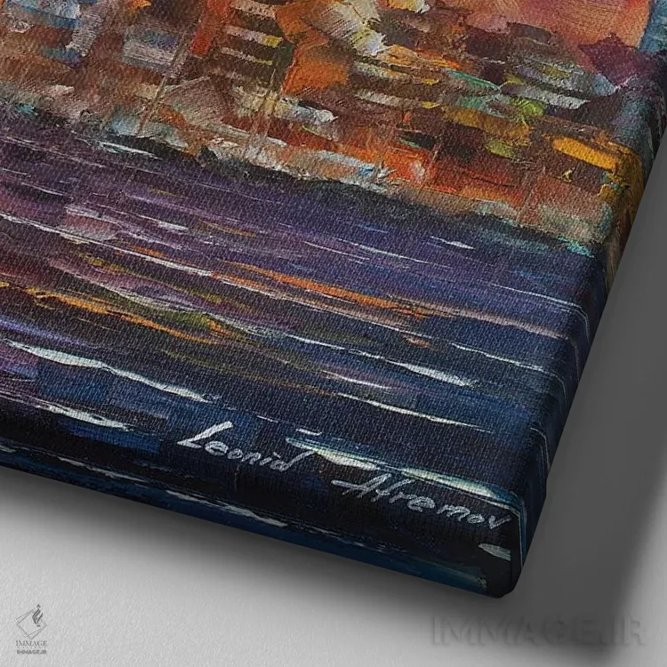 تابلو دکوراتیو شهر رویاها اثر لئونید آفرموف - نمای نزدیک بافت بوم