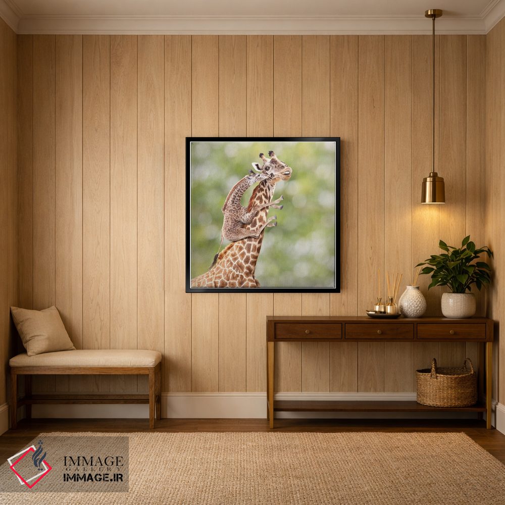 تابلو دکوراتیو مادر و بچه زرافه اثر لوند روزر - D5B