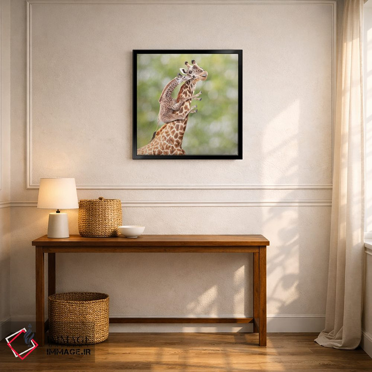 تابلو دکوراتیو مادر و بچه زرافه اثر لوند روزر - D6B