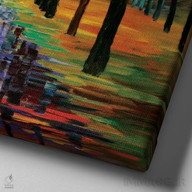 تابلو دکوراتیو باران زرد اثر لئونید آفرموف - نمای نزدیک بافت بوم