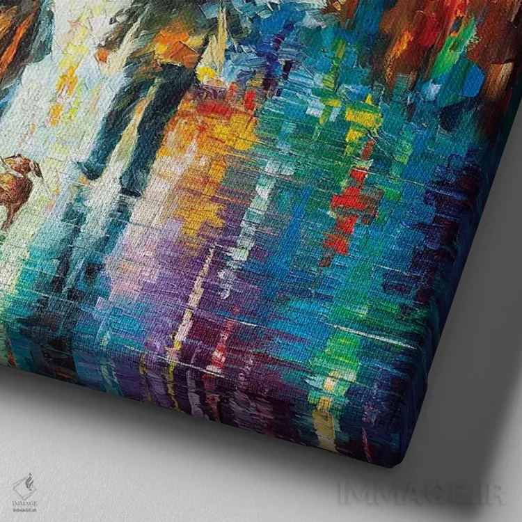 تابلو دکوراتیو باران شدید اثر لئونید آفرموف - نمای نزدیک بافت بوم