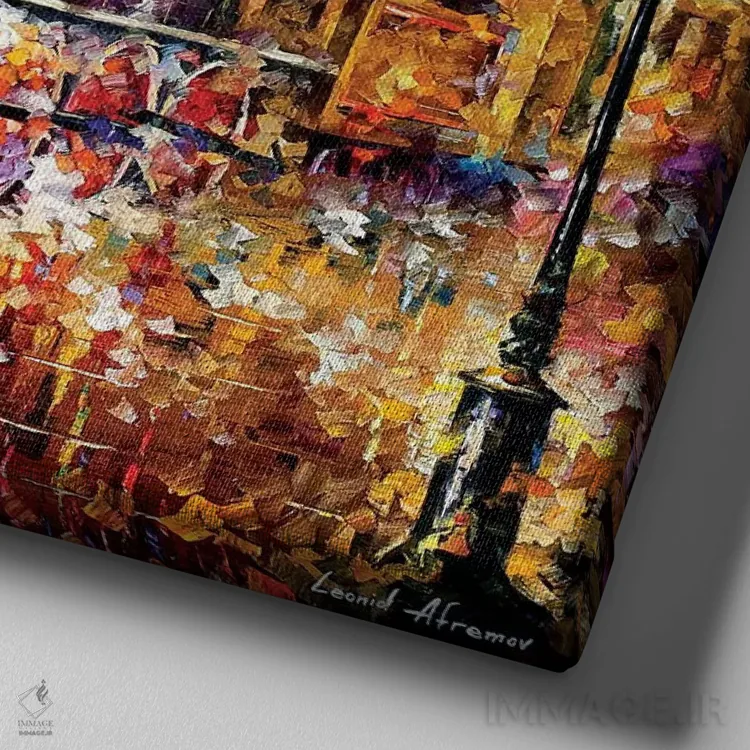 تابلو دکوراتیو آخرین قطار اثر لئونید آفرموف - نمای نزدیک بافت بوم