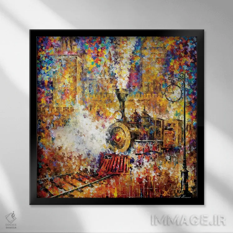 تابلو دکوراتیو آخرین قطار اثر لئونید آفرموف - نمای قابدار مشکی