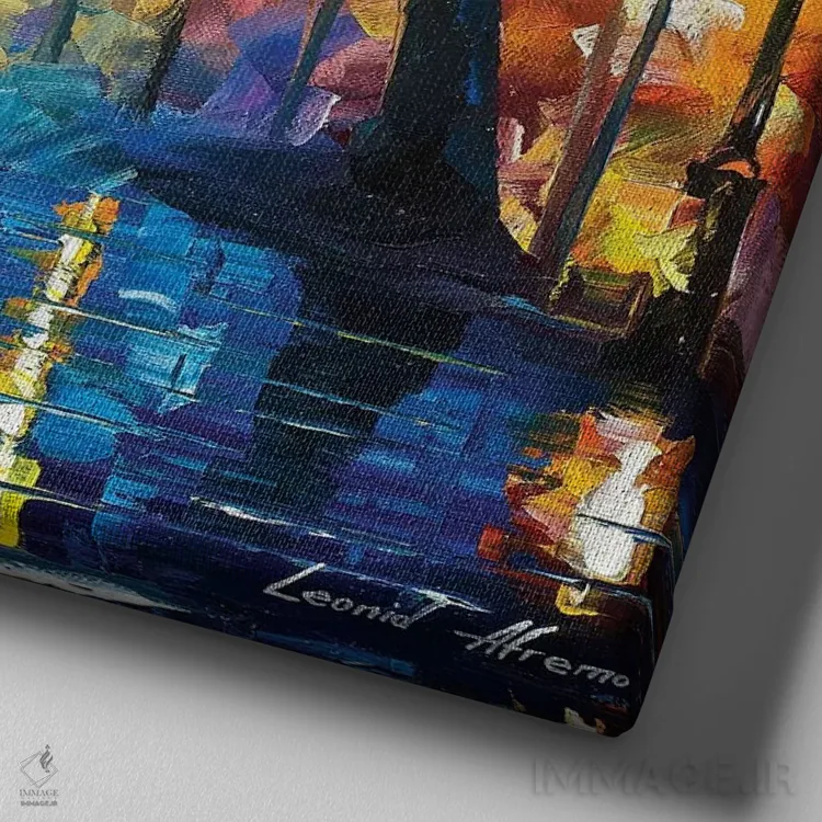 تابلو دکوراتیو پارک بارانی اثر لئونید آفرموف - نمای نزدیک بافت بوم