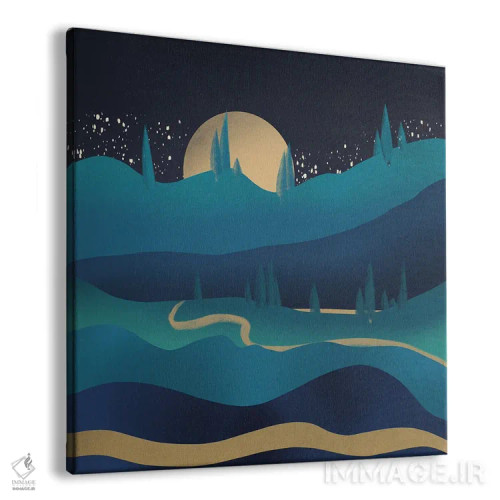 تابلو مینیمال جاده کوهستانی زیر نور مهتاب اثر لیتل باور - نمای پرسپکتیو محصول