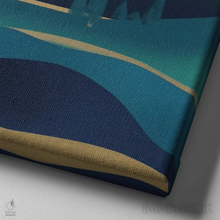 تابلو مینیمال جاده کوهستانی زیر نور مهتاب اثر لیتل باور - نمای نزدیک بافت بوم