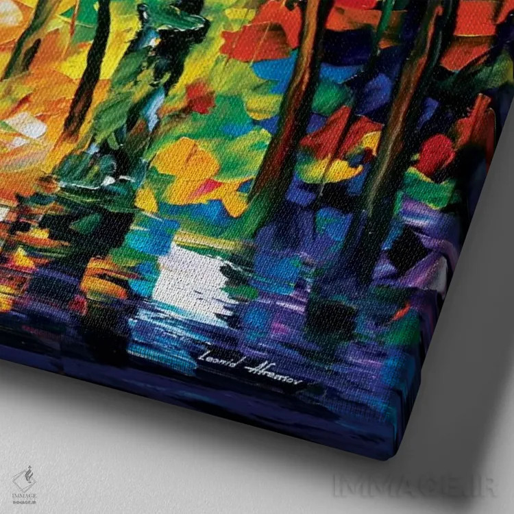 تابلو دکوراتیو رقص بارانی I اثر لئونید آفرموف - نمای نزدیک بافت بوم